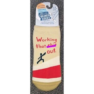 Adult Humor Unisex Sneaker Socks Working That Ish Out Blue Q L-XL NWT Yankee